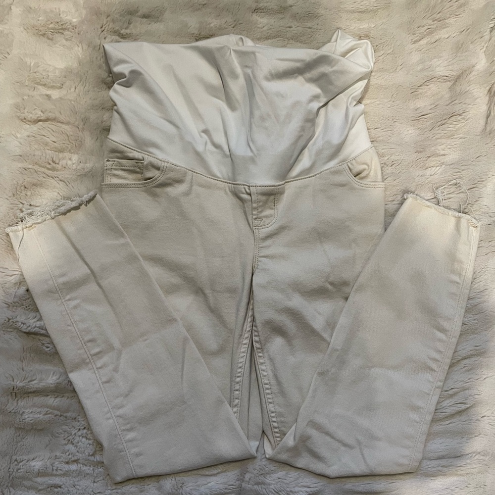 Maternity Jeans, Cream Size 4 Short